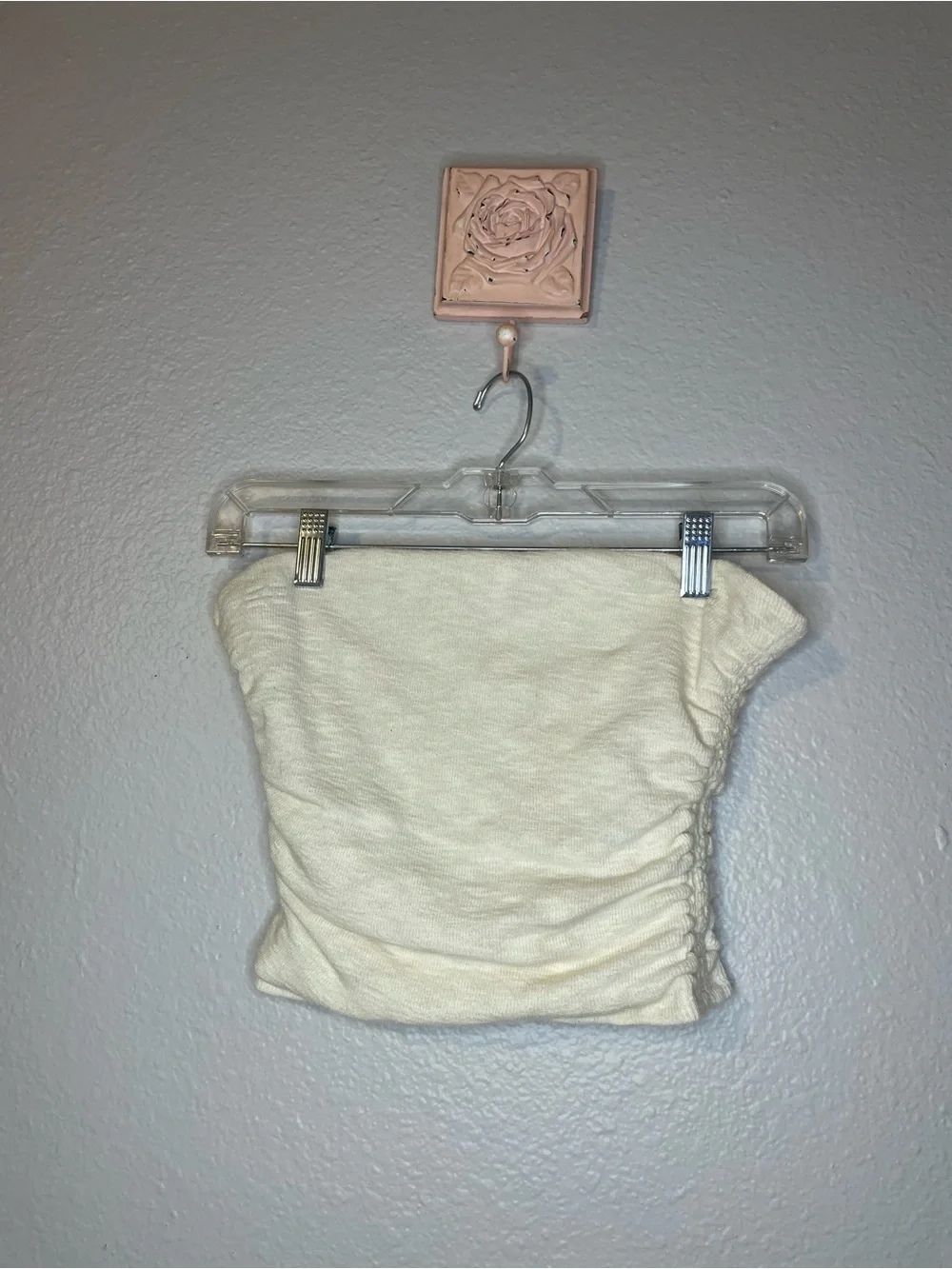 Free People Cream Ribbed Strapless Tube Camisole